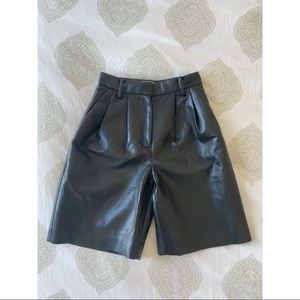 Aritzia High Waist Leather Black Shorts